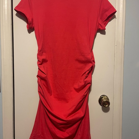 Red Ruched T-Shirt Dress - Picture 1 of 2